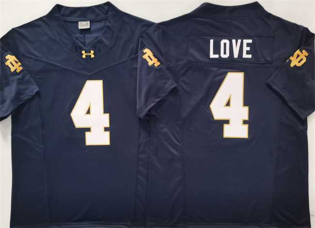 Mens Notre Dame Fighting Irish #4 Jeremiyah Love Navy 2024 F.U.S.E. Limited Stitched Jersey